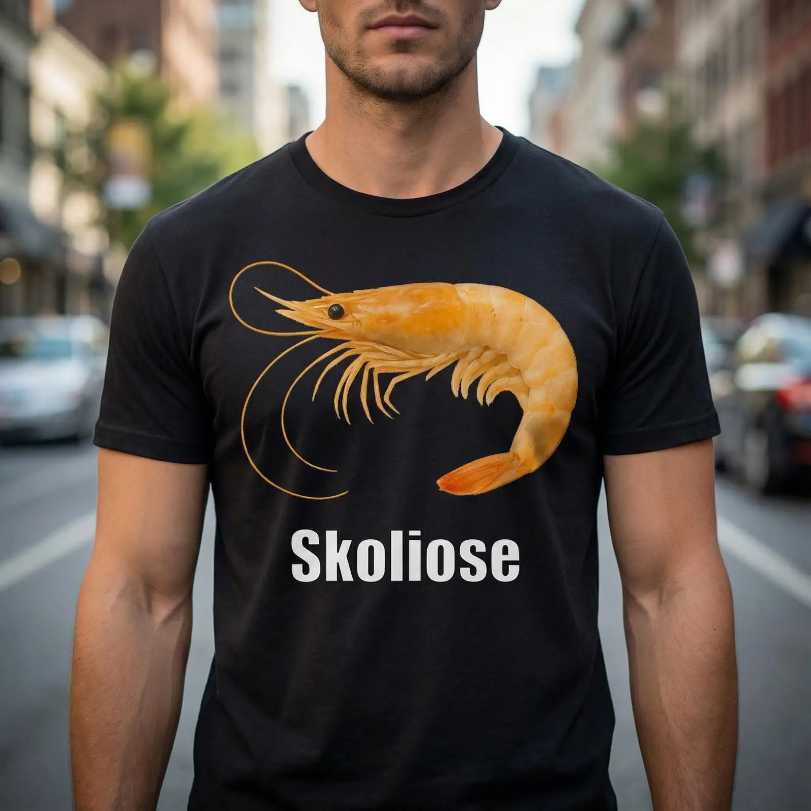 Shrimp Scoliosis T Shirt Dark  - Vintage Fashion Gen Z 评论和价格