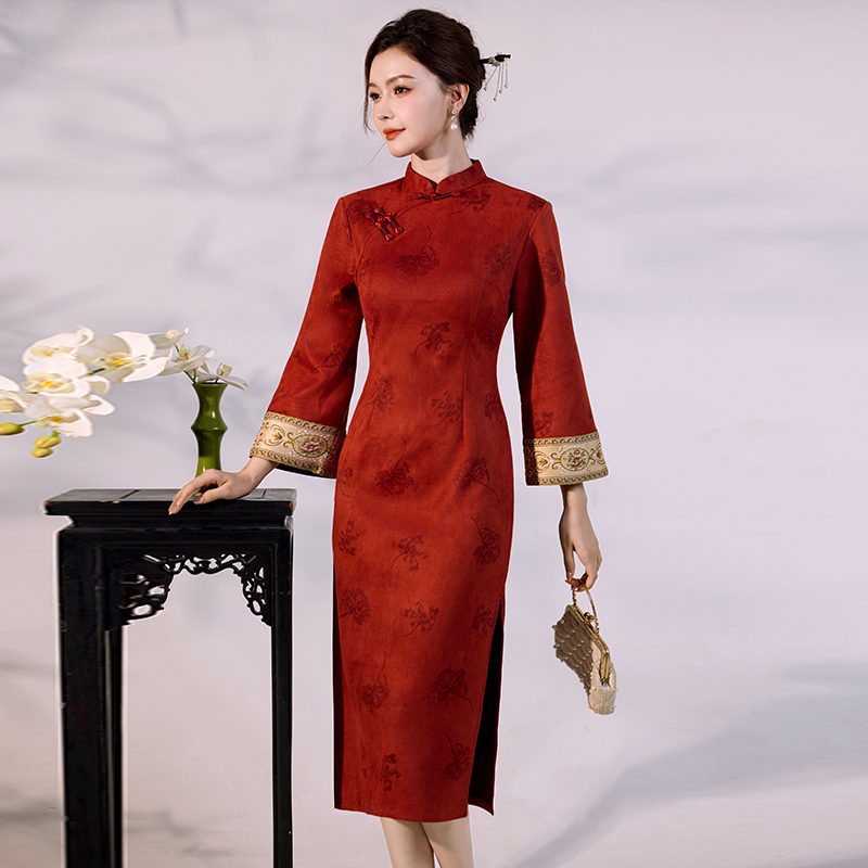 Luxury Suede Velvet Qipao - Mo - Vintage Fashion Gen Z 评论和价格