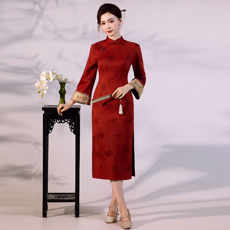 Luxury Suede Velvet Qipao - Mo - Vintage Fashion Gen Z 评论和价格