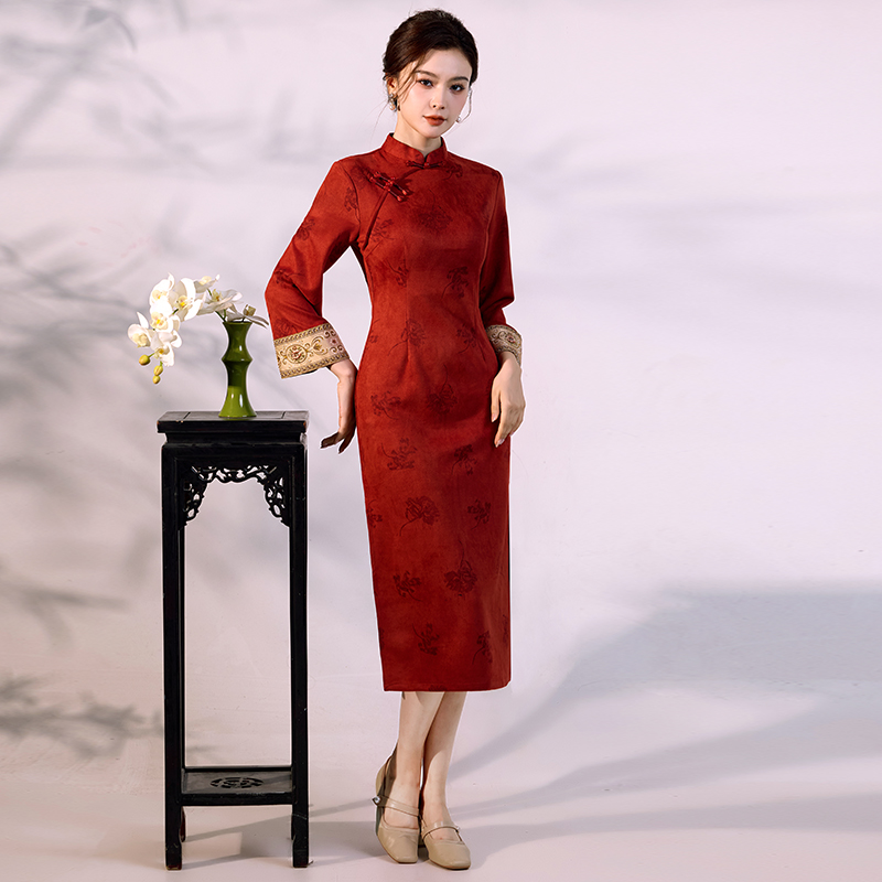Luxury Suede Velvet Qipao - Mo - Vintage Fashion Gen Z 评论和价格