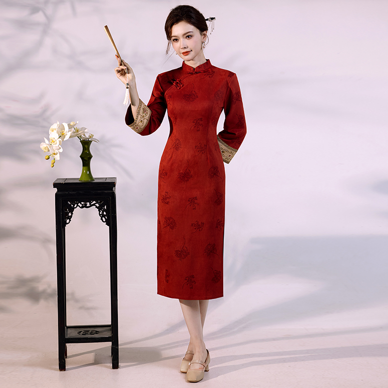 Luxury Suede Velvet Qipao - Mo - Vintage Fashion Gen Z 评论和价格