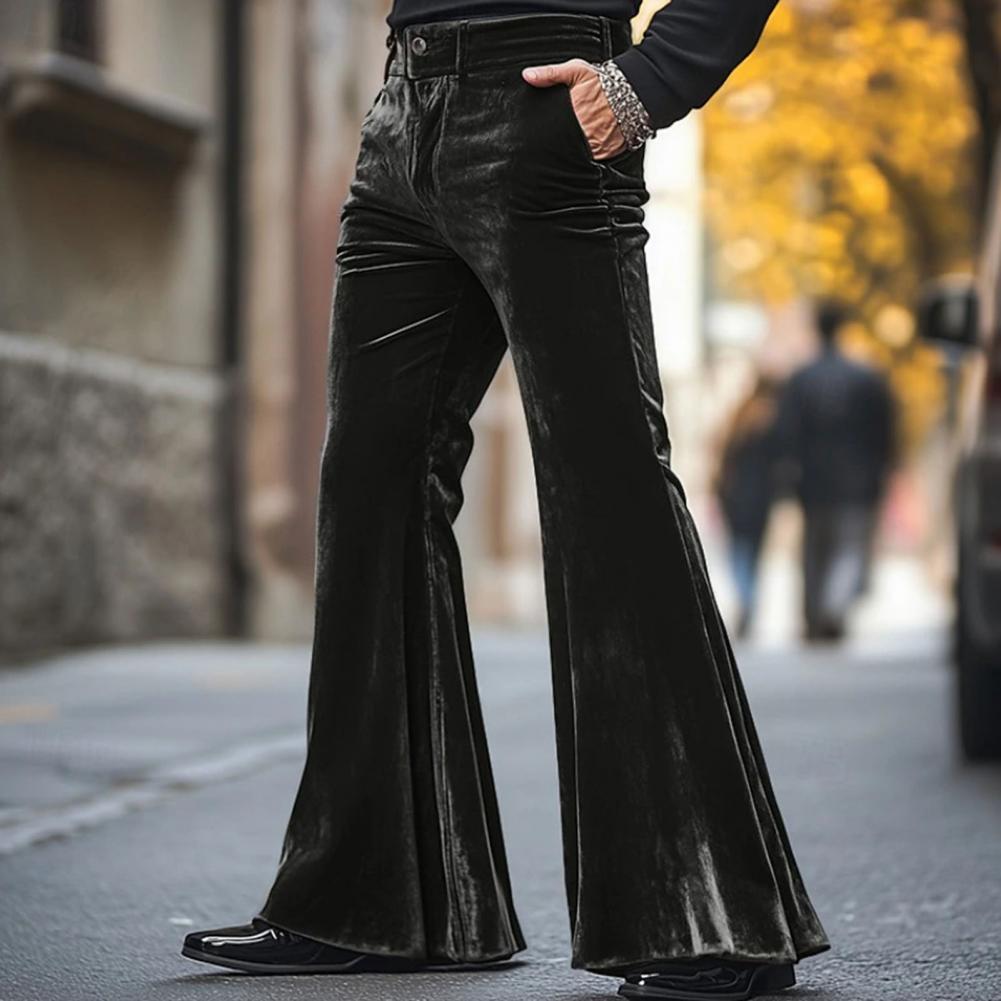 Men's Bell Bottom Velvet Pants - Wide Leg Trouser 70S 评论和价格