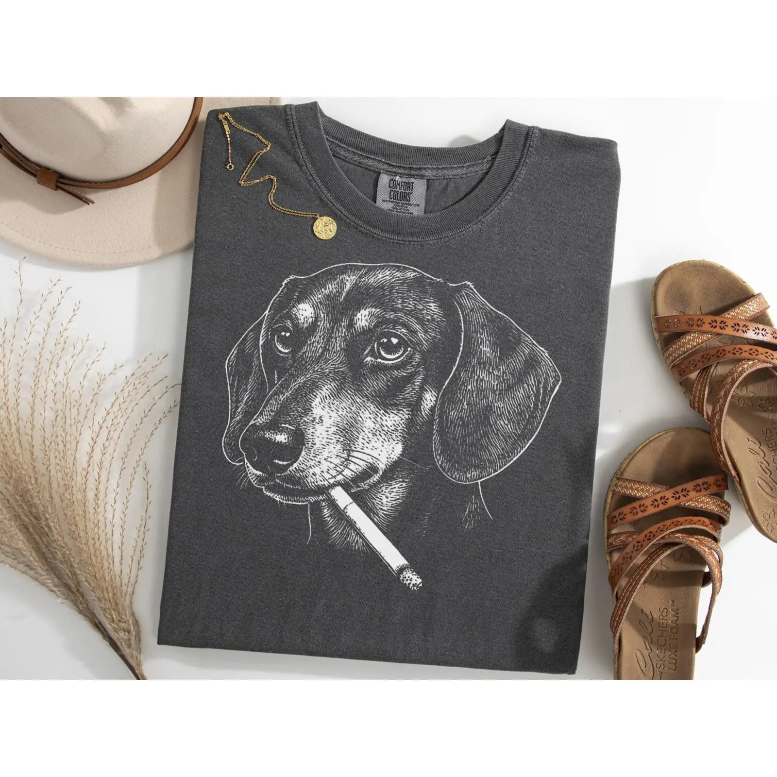 Dachshund Smoking Meme T Shirt - Vintage Fashion Gen Z 评论和价格