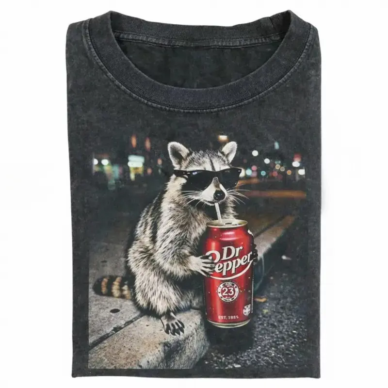 Vintage Raccoon Graphic T-Shir - Vintage Fashion Gen Z 评论和价格