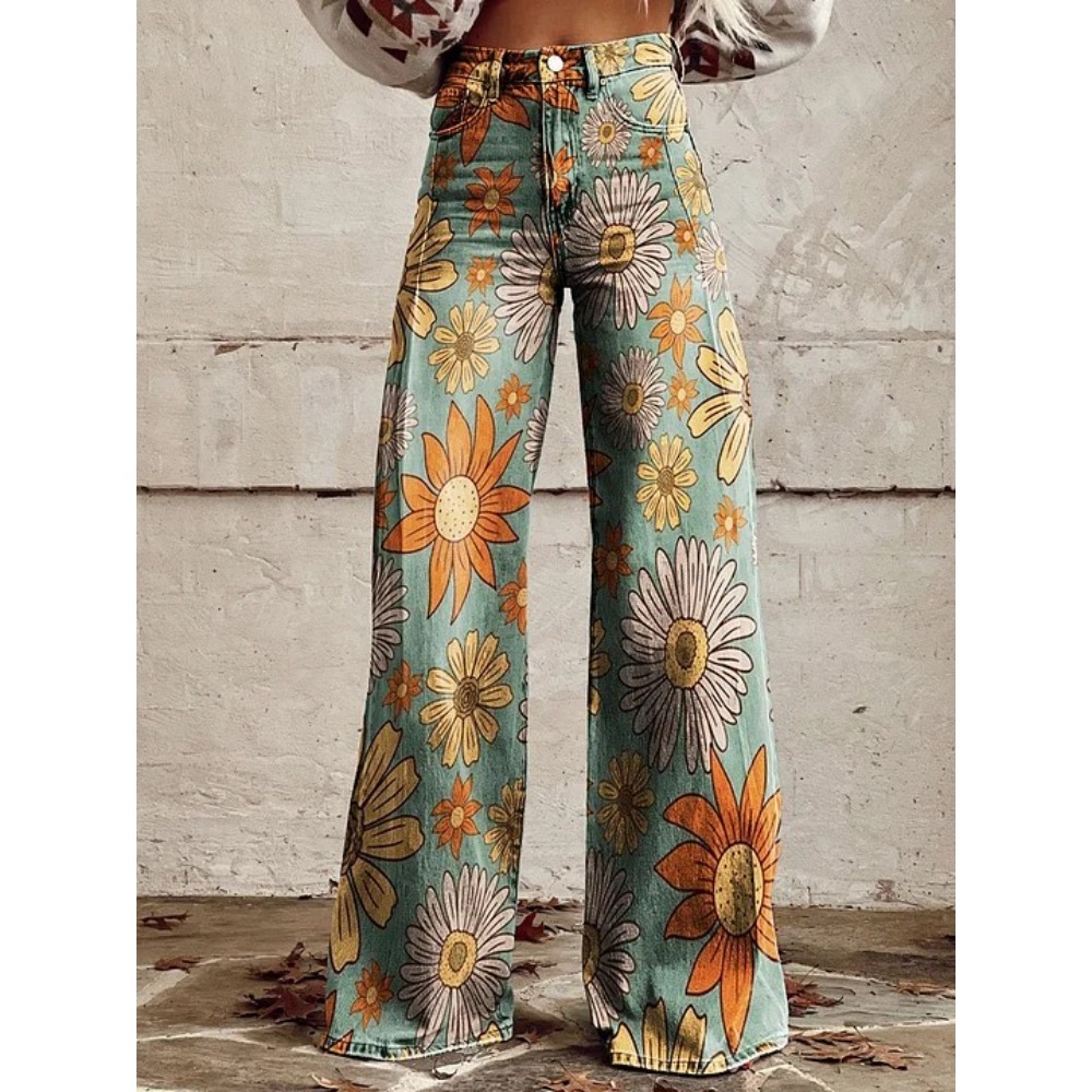 Women's Cute Retro Wave Daisy  - Wide Leg Trouser 70S 评论和价格